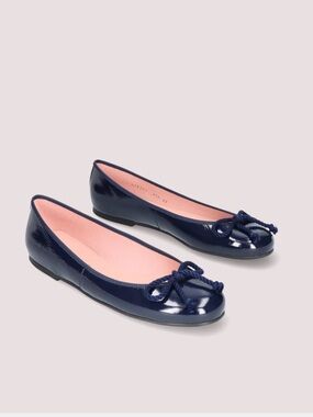 Pretty Ballerinas Rosario Navy Patent Bow Ballet Flats Leather Size 42